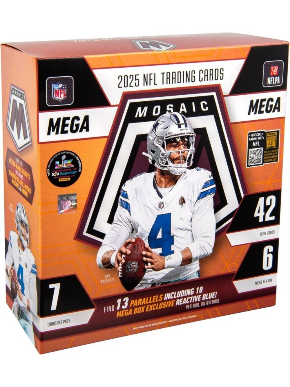 2025 Football Trading Cards Mega Box - Panini Mosaic, Rare Inserts